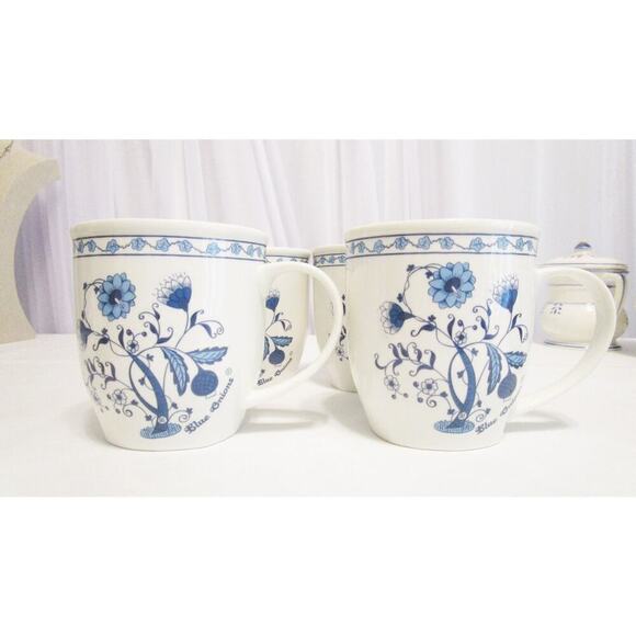 Blue Onions, Fine Bone China, Vintage Coffee Cups (set of 4) - Picture 2 of 5
